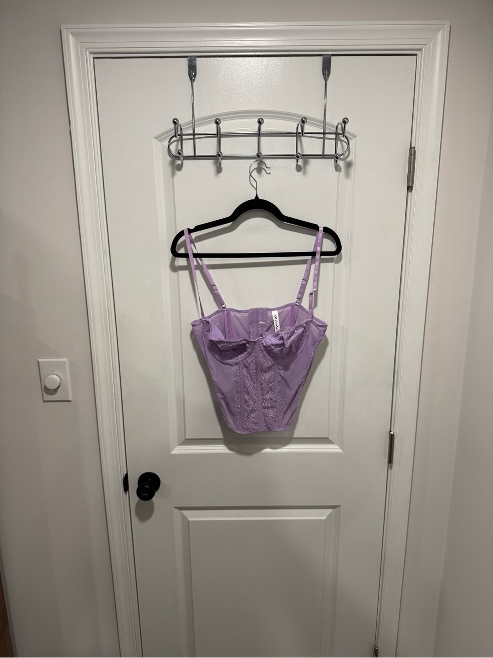 Lilac Lace Corset Bustier with Adjustable Straps